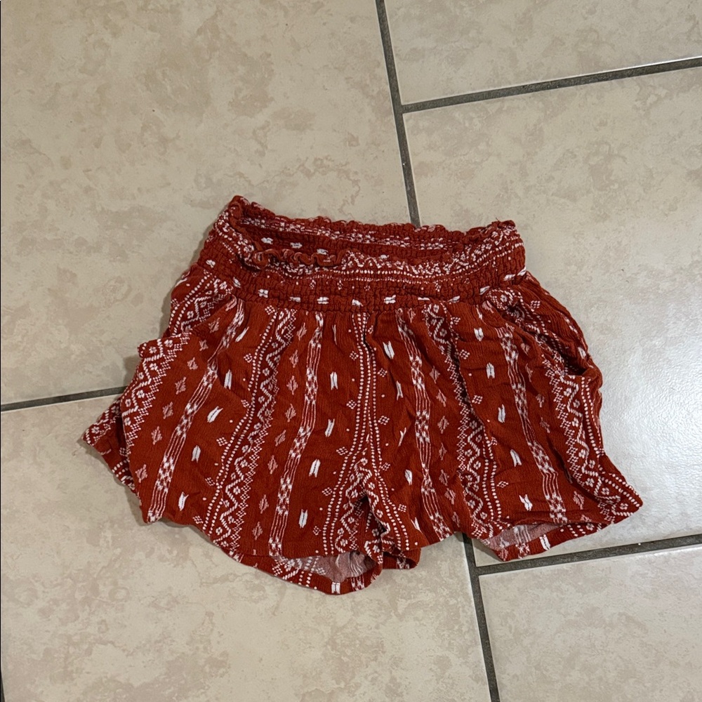 Women's Red Patterned Shorts